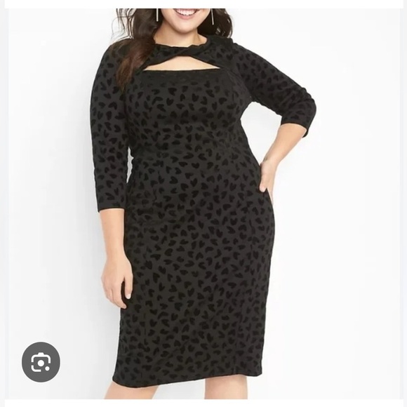 Lane Bryant Velvet Hearts Twist-Neck Flocked Heart Bodycon Dress NEW Size 14 - Picture 16 of 16